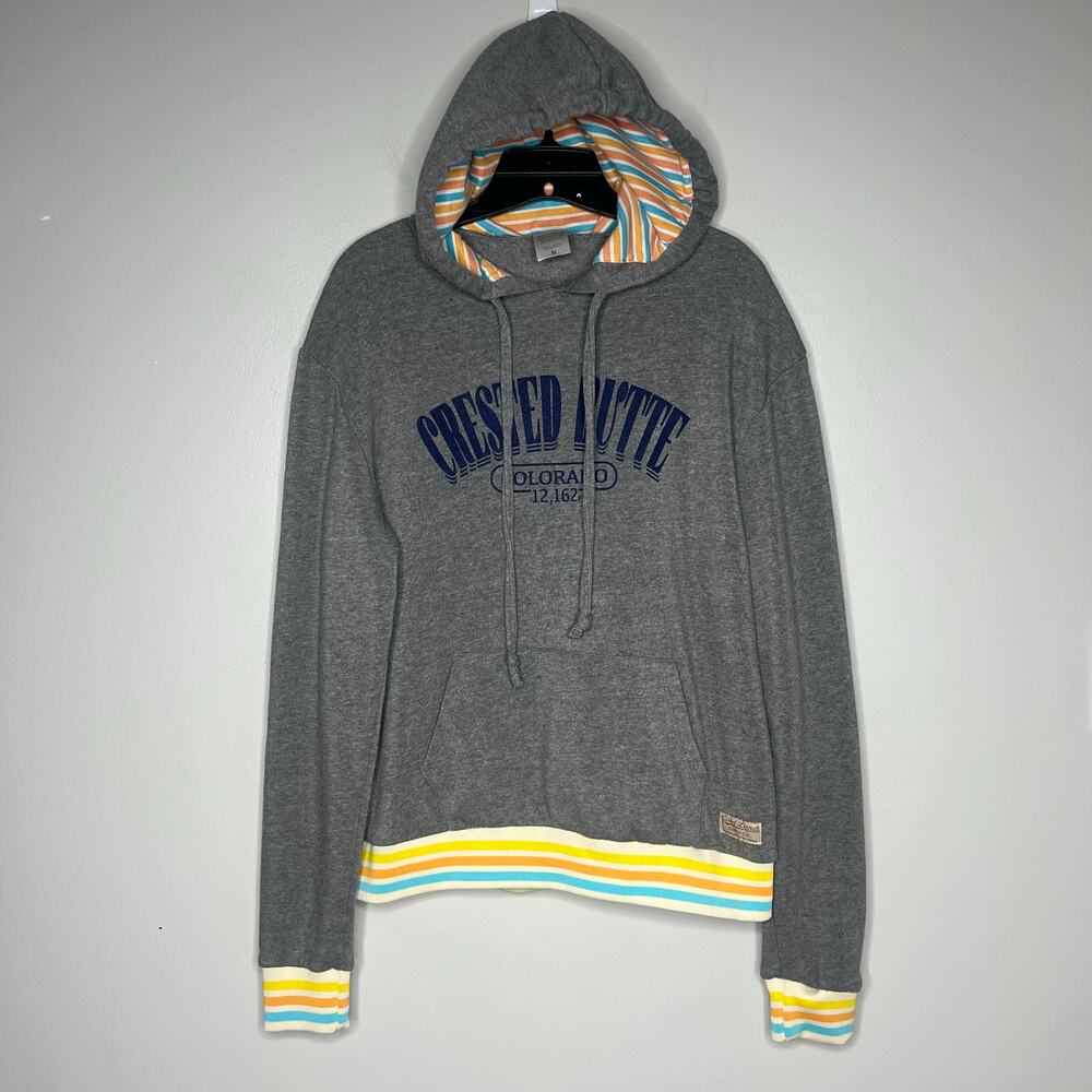 Crested Butte Colorado Hoodie Sweatshirt Heather Gray Sz‎ M Hiking Ski Mountains